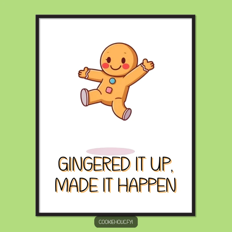 Free Printable Gingerbread Wall Art: Funny Cartwheel Humor Downloadable DIY Decor