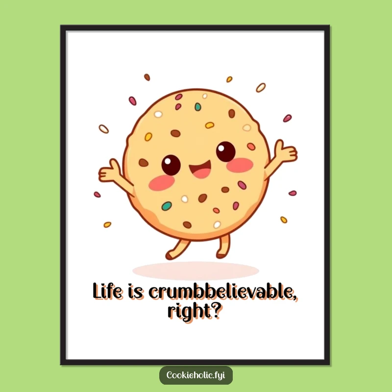 Free Printable Wall Art: Joyful Kawaii Cookie Dance, Funny Downloadable Decor