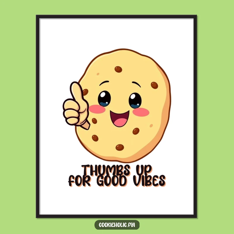 Free Printable Wall Art: Kawaii Cookie Thumbs Up, Funny Downloadable Decor
