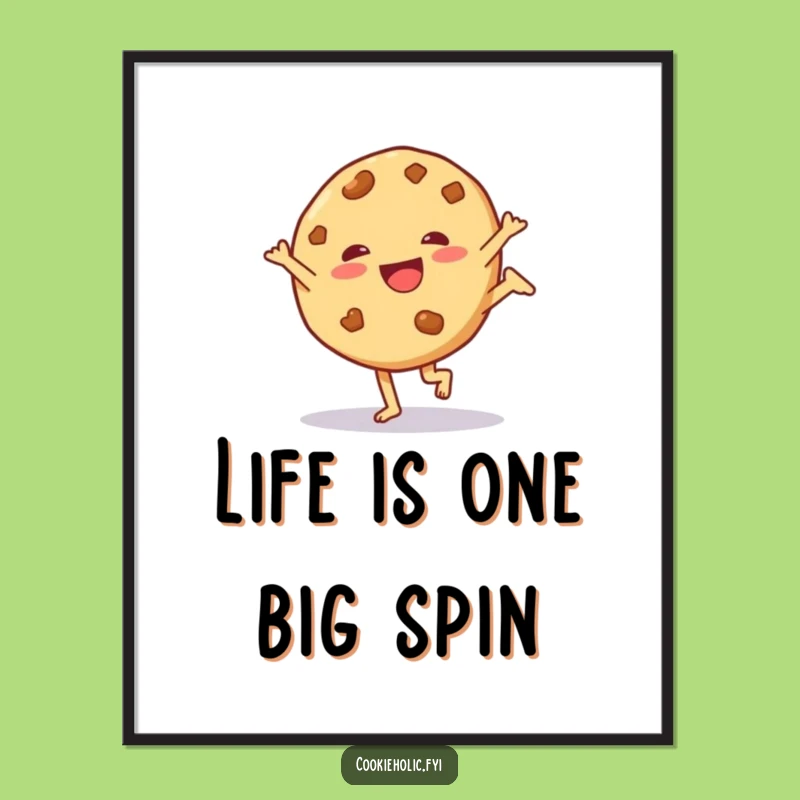 Funny Free Printable Wall Art: Cartwheel Cookie - Downloadable Home Decor