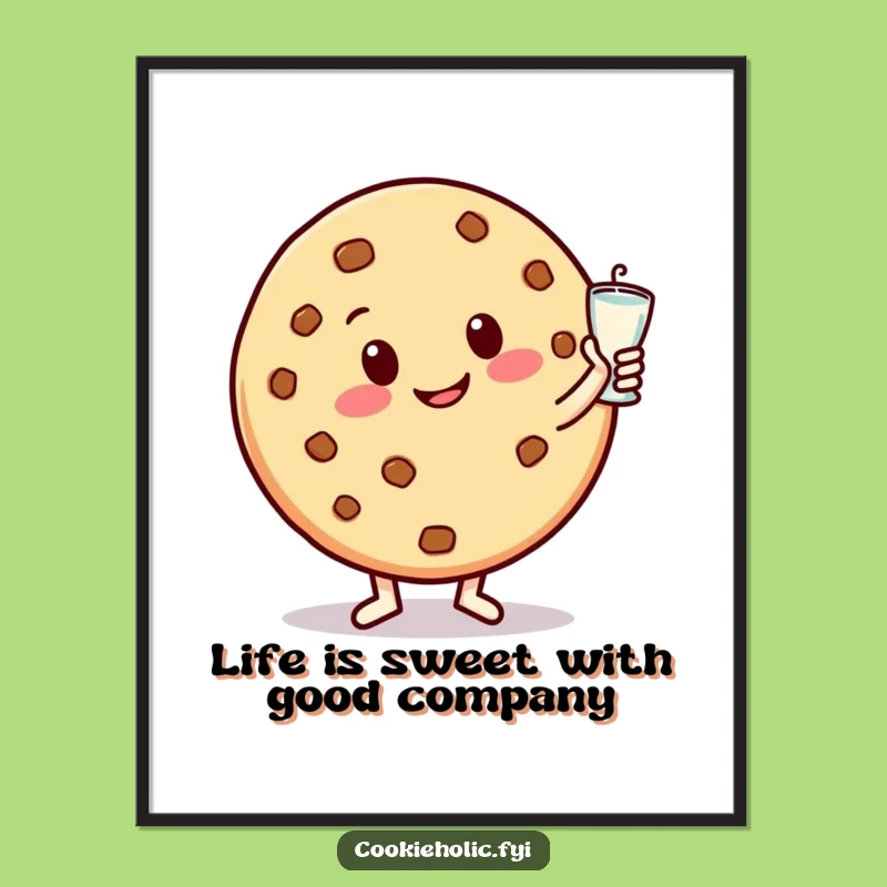 Funny Free Printable Wall Art: Dancing Cookie & Milk, Sweet Downloadable Poster