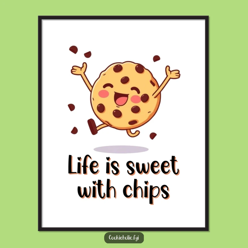 Funny Free Printable Wall Art: Leaping Cookie - Downloadable Home Decor