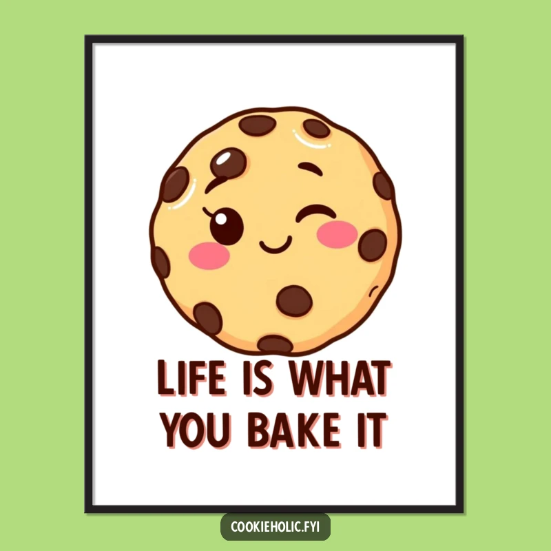 Funny Free Printable Wall Art: Winking Cookie Character, Whimsical Downloadable Home Decor Gift