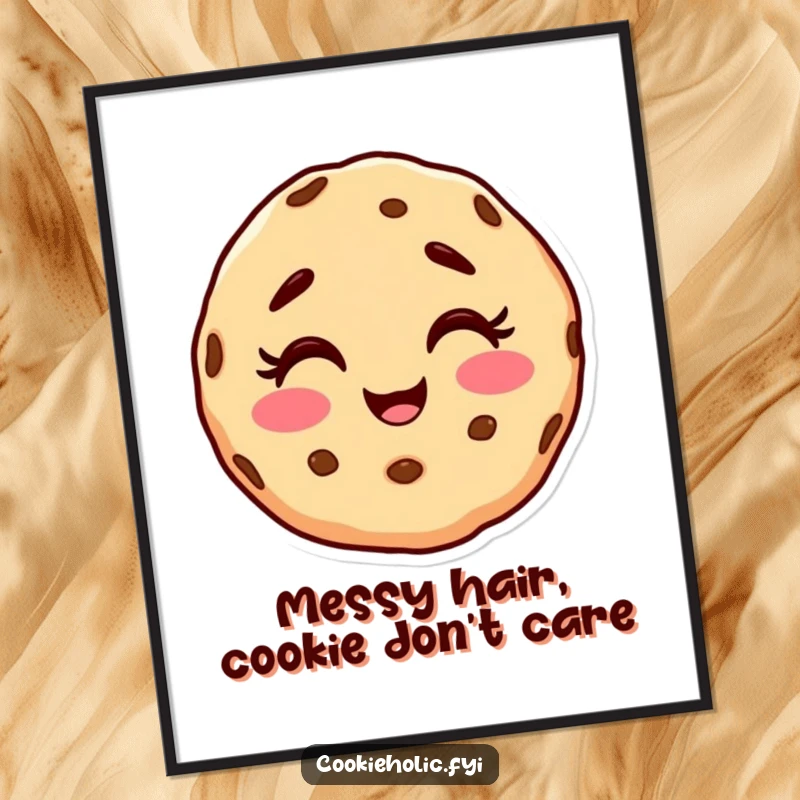 Funny Free Printable Wall Art: Giggling Cookie Character with a Happy, Slightly Smudged Face, Radiating Fun