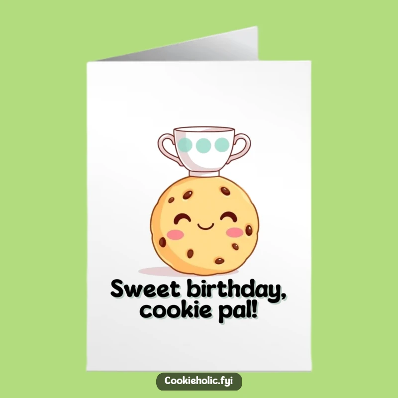 Free Printable Birthday Card: Cookie Teacup Balance - Funny DIY Downloadable Gift