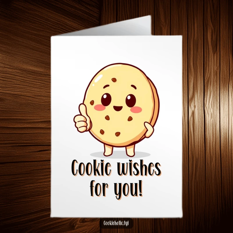 Funny Free Printable Birthday Card: Kawaii cookie character giving a delighted thumbs up, celebrating a perfectly awesome birthday.