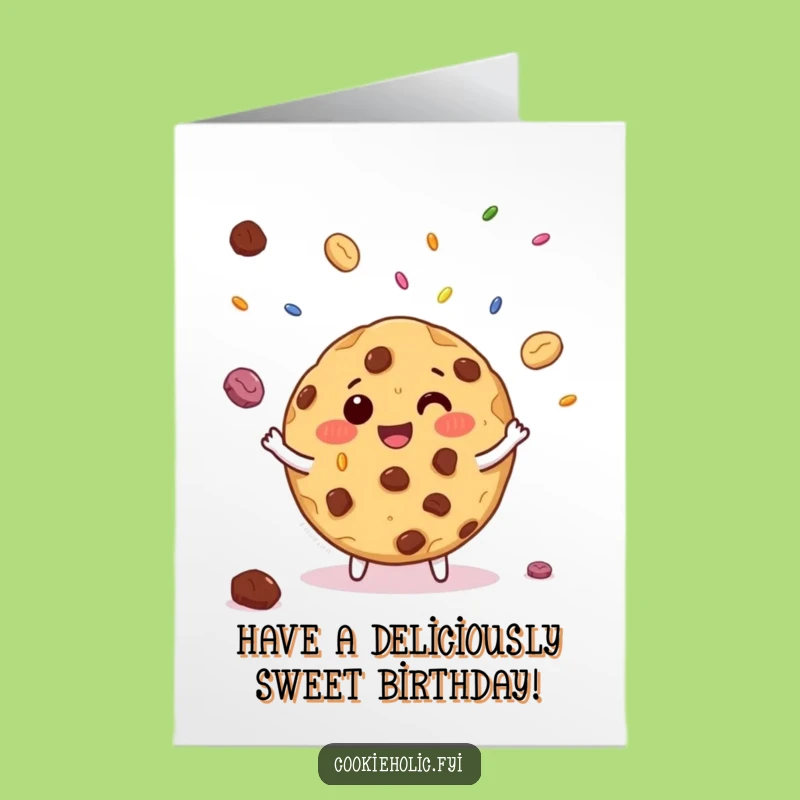 Free Printable Cookie Birthday Card: Funny Juggling Sprinkles Downloadable Gift