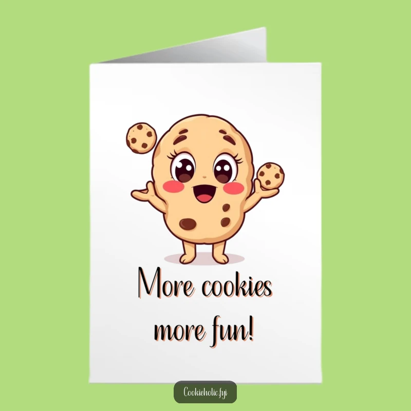 Free Printable Funny Cookie Birthday Card: Juggling Cookie Character Digital Download Gift
