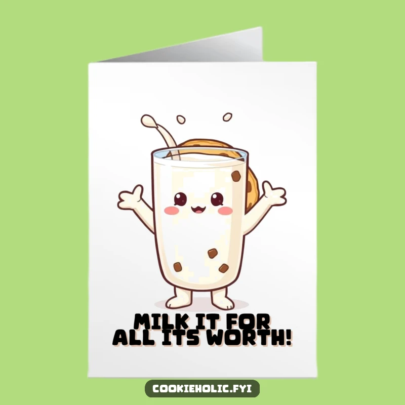 Free Printable Funny Cookie Birthday Card: Milk Hug Downloadable Gift