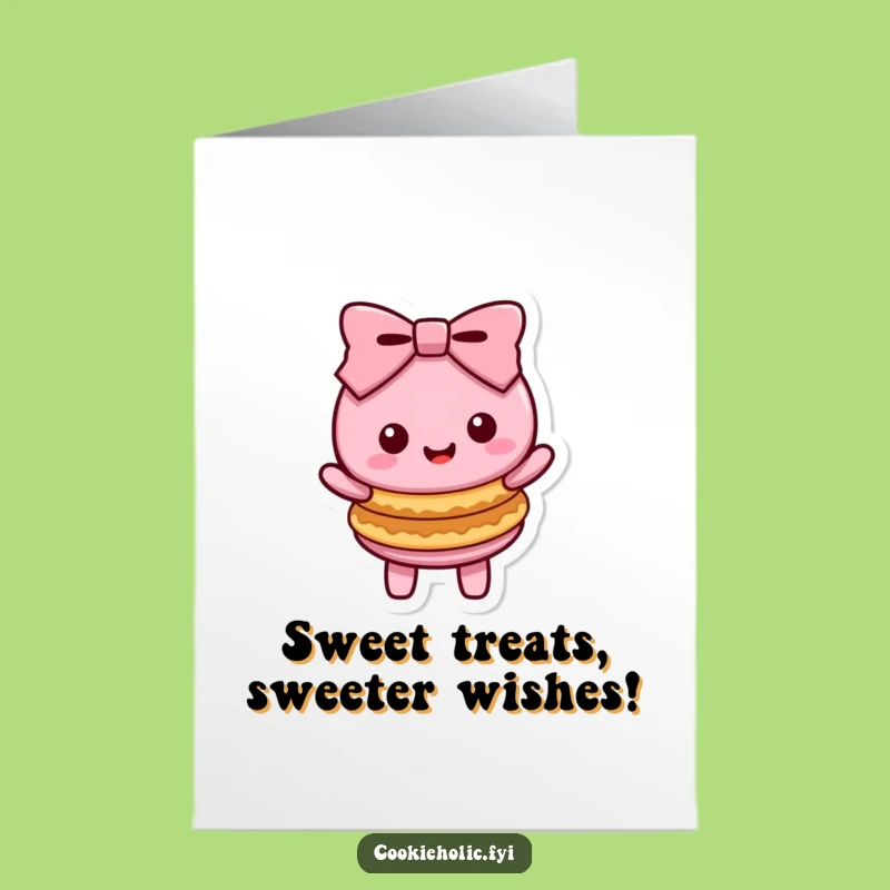 Free Printable Kawaii Macaron Birthday Card: Funny Cookie Character Downloadable Gift