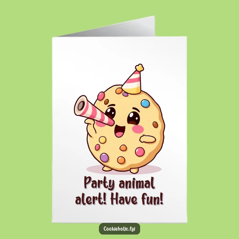 Free Printable Birthday Card: Funny Cookie Blowing Horn, Hilarious Downloadable Gift