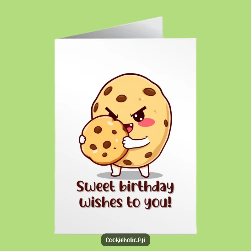 Free Printable Birthday Card: Winking Cookie Character, Sweet Treat Humor, Downloadable Greeting