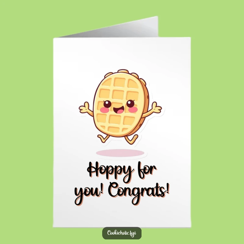 Free Printable Congrats Card: Hopping Waffle, Kawaii Downloadable Achievement Gift