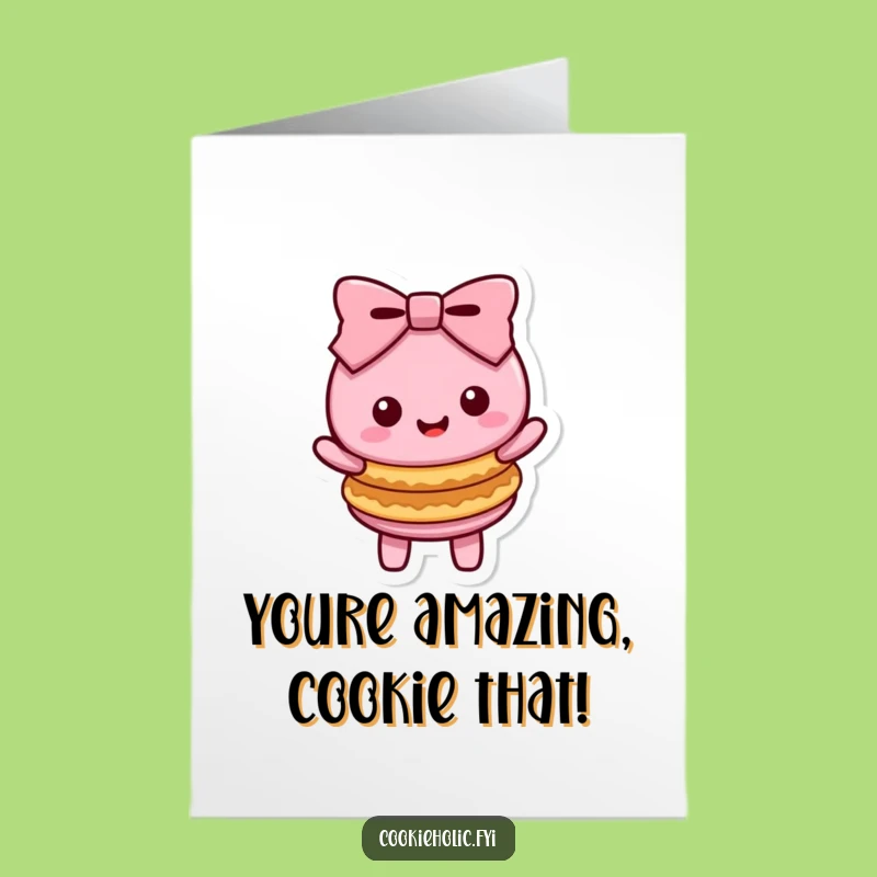 Free Printable Kawaii Macaron Congrats Card: Funny Cookie Celebration Downloadable