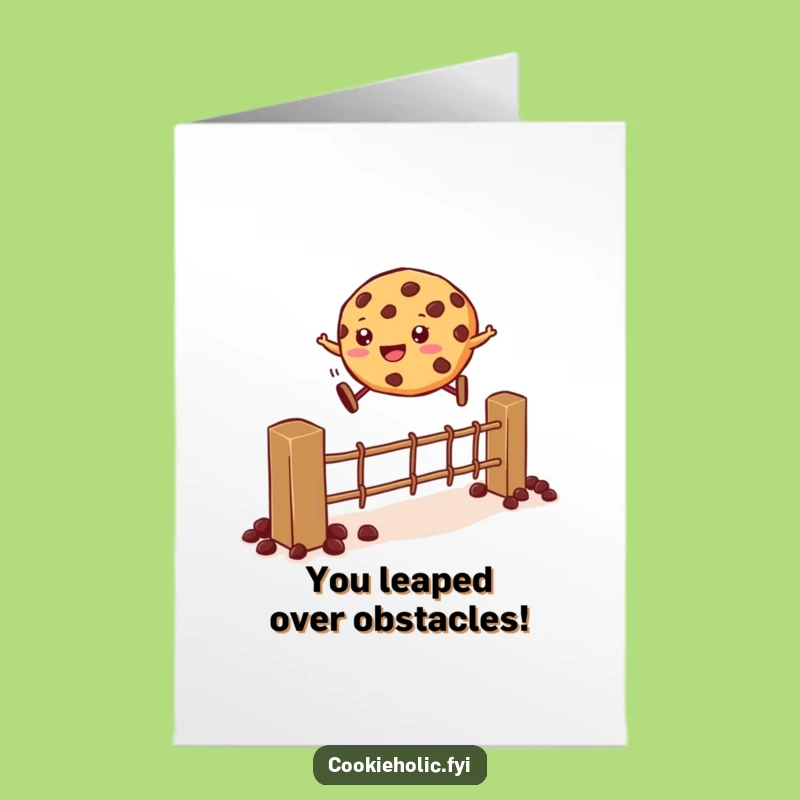 Free Printable Congrats Card: Cookie Fence Jump Success for Big Achievements