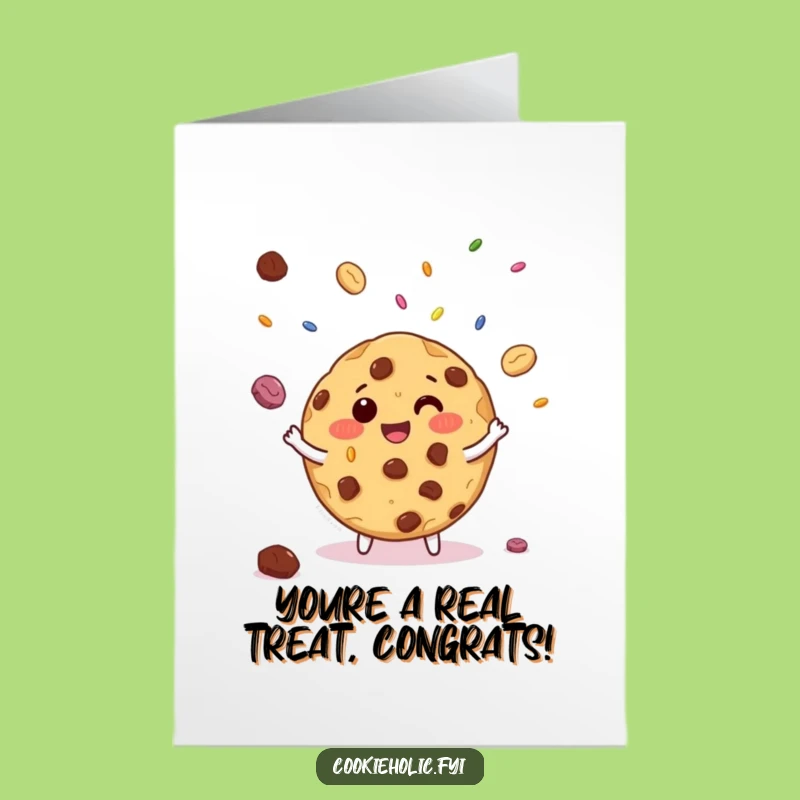 Free Printable Cookie Congratulations Card: Funny Juggling Success Downloadable
