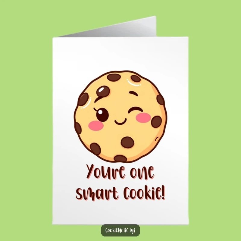Free Printable Congrats Card: Winking Cookie Character, Excellent Downloadable DIY Congratulations Gift