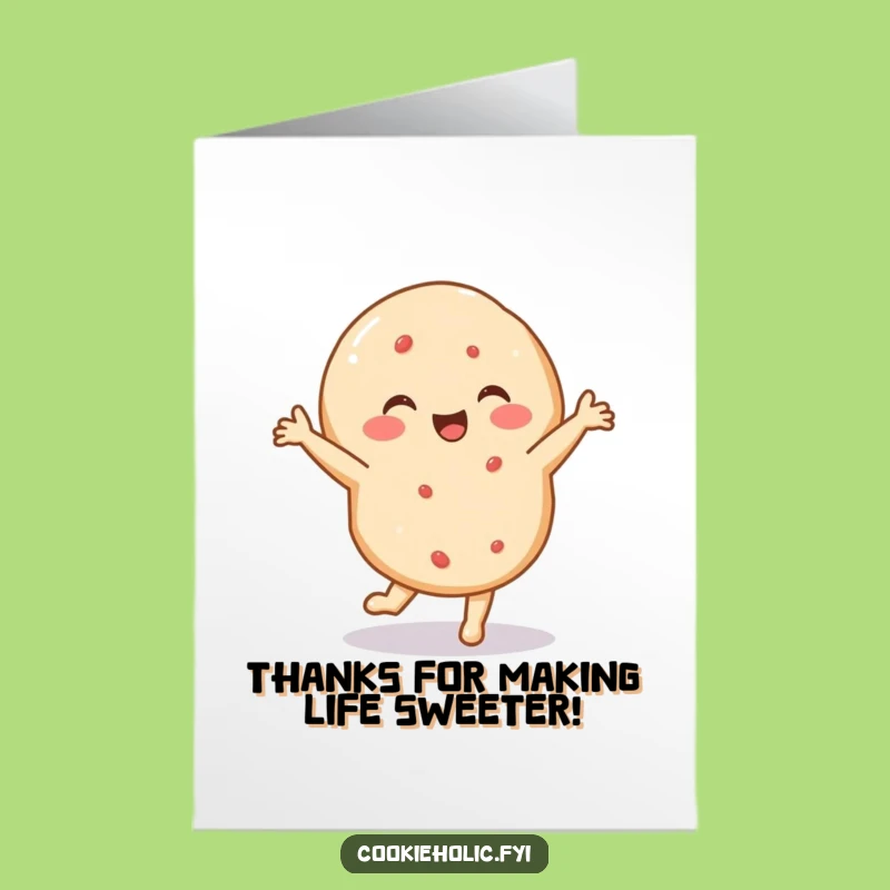 Free Printable Sugar Cookie Thank You Card: Funny Dancing Thanks Downloadable Gift
