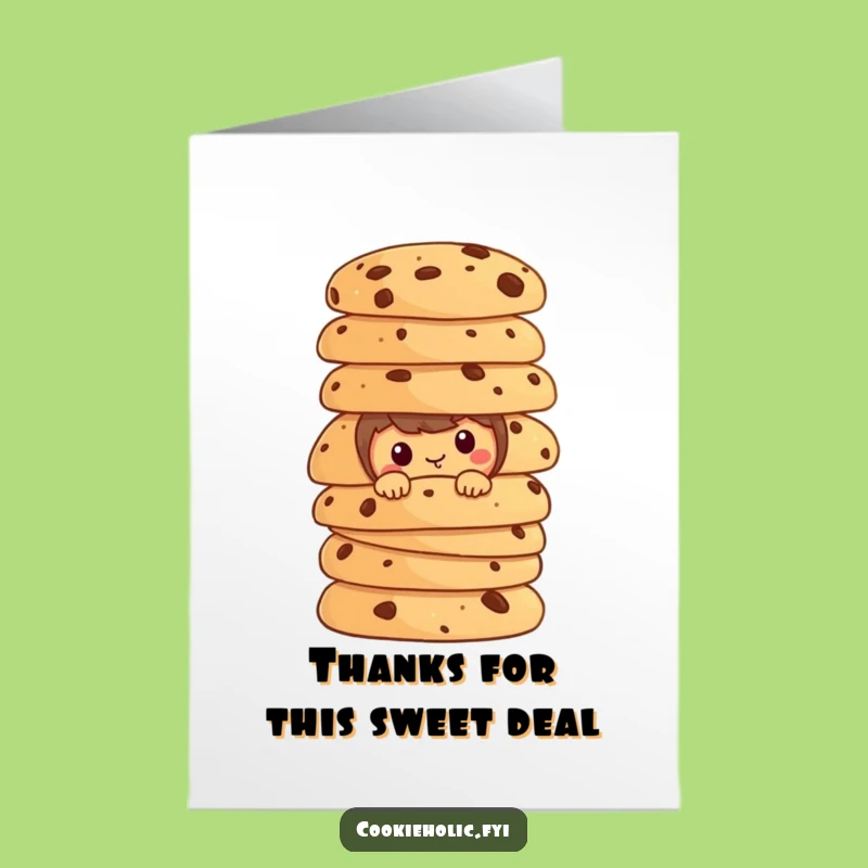 Free Printable Thank You Card: Cookie Peeking from Treats, Sweet Gratitude