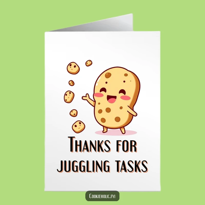 Free Printable Thank You Card: Juggling Kawaii Cookie, Funny Gift