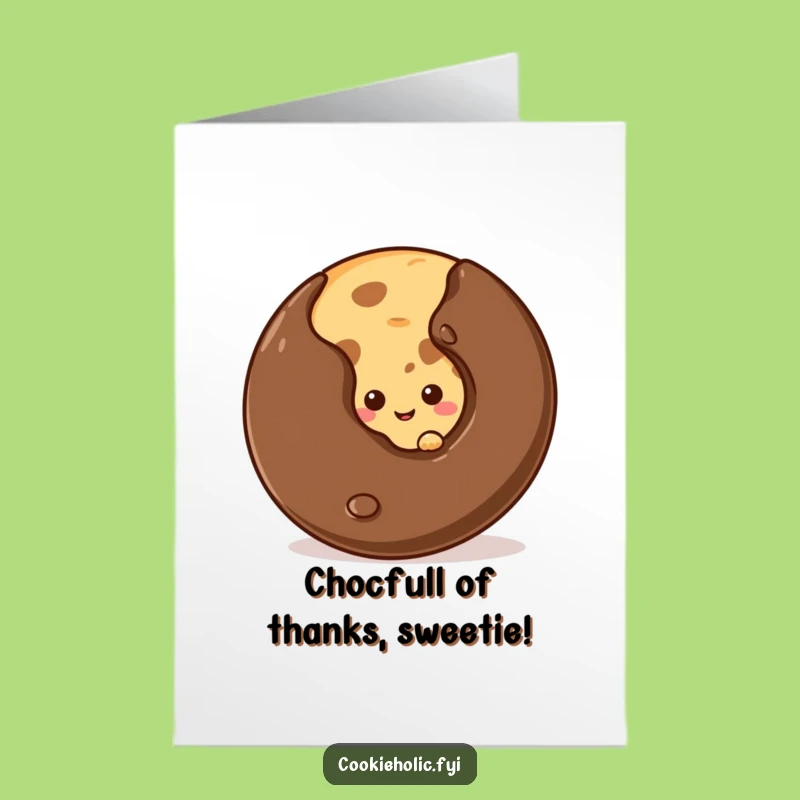 Free Printable Thank You Card: Shy Cookie Chip - Humorous Downloadable Art