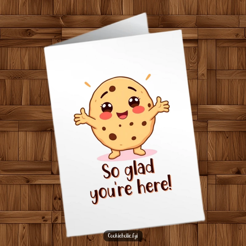 Funny Free Printable Thank You Card of a cookie doing a dramatic, silly pose with arms spread wide.
