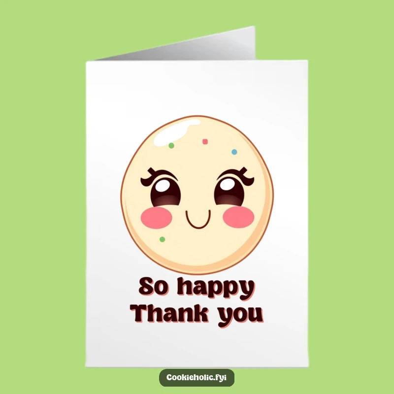 Free Printable Thank You Card: Delighted Kawaii Cookie, Funny Downloadable Gift
