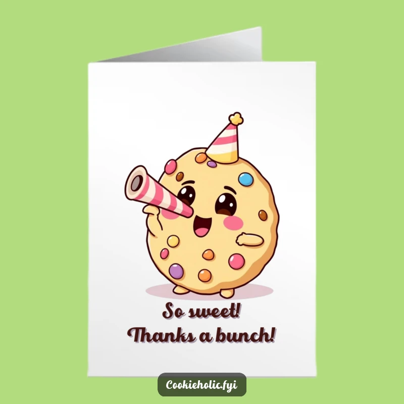 Free Printable Thank You Card: Excited Cookie Horn Blower, Grateful Downloadable Gift