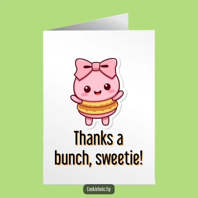 Free Printable Kawaii Macaron Thank You Card: Funny Cookie Appreciation Downloadable