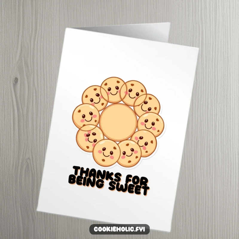 Funny Free Printable Thank You Card: A group of smiling cookies forming a perfect circle, sending thanks together.