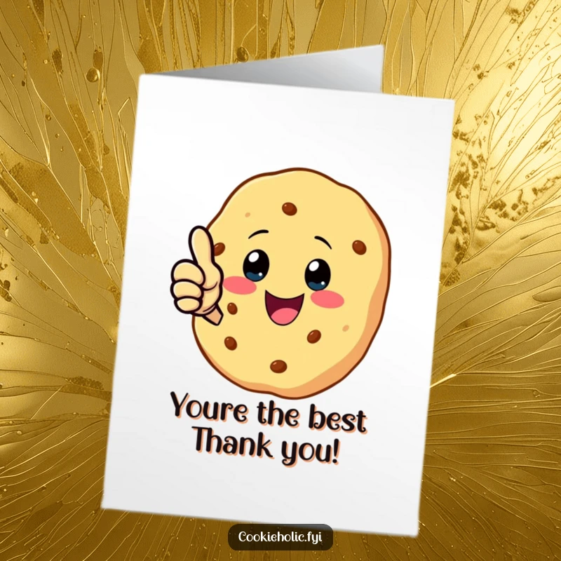 Funny Free Printable Thank You Card: Kawaii cookie giving a big, positive thumbs-up as a thank you.