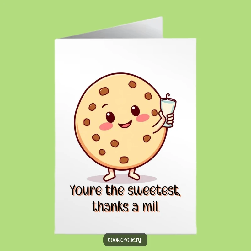 Free Printable Thank You Card: Cookie & Milk, Sweet Downloadable Art for Gratitude