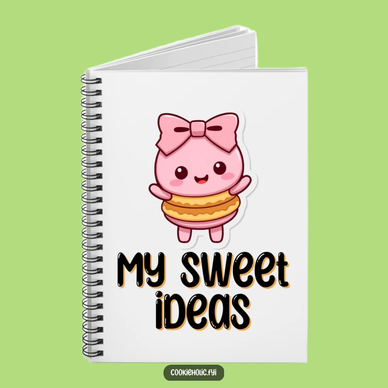 Funny Kawaii Macaron Bow Notebook - Cute Sweet Character Journal Gift