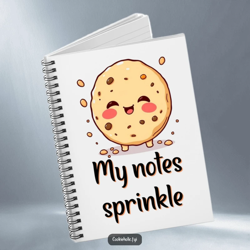 Funny rosy-cheeked cookie notebook, perfect for journaling or note-taking with a humorous and adorable crumb-sprinkling design.