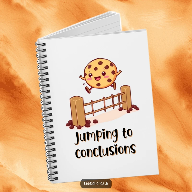 Funny Notebook: A cookie leaps over a chocolate chip fence, inspiring energetic and humorous note-taking.