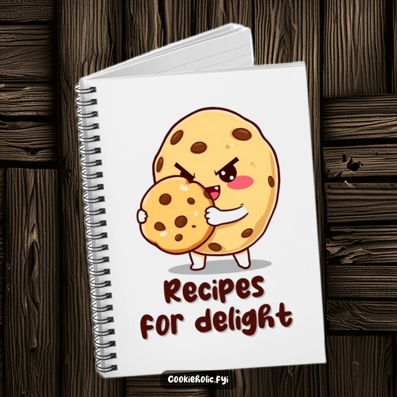 Funny Notebook: A winking cookie character offers a baked cookie, perfect for jotting down recipes and funny ideas. A sweet funny gift.