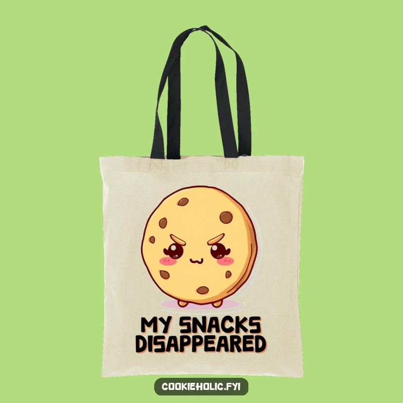Funny Kawaii Cookie Bite Tote Bag: Cheeky Character Carryall, Ideal Funny Gift