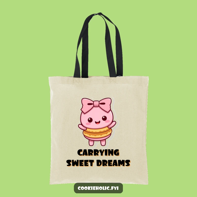 Funny Kawaii Macaron Bow Tote Bag - Cute Character Shopping Bag Gift